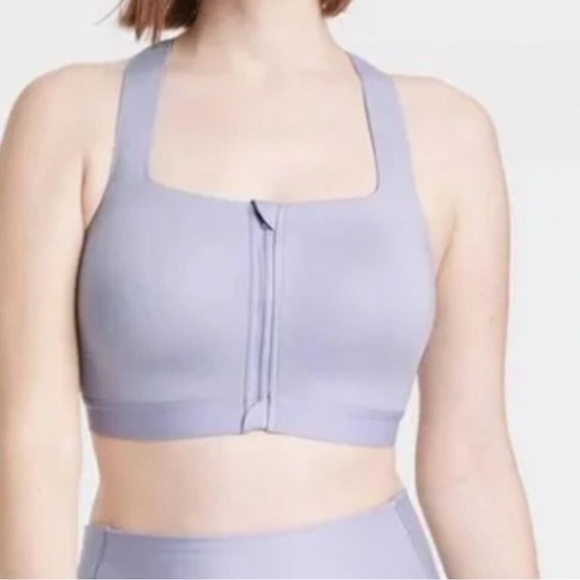 All in Motion High Support Sculpt Lilac Purple Front zip Sports Bra 34B - Picture 1 of 6
